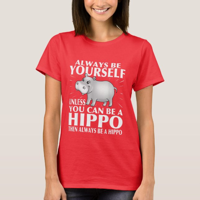 T-Shirt engraçado hippo word art (Frente)