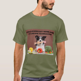 T-shirt Engraçado Impressão de Cachorro Eu Segui O