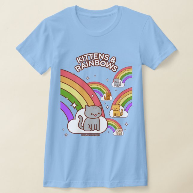 T-Shirt Engraçado - KITTENS & RAINBOWS (Postura )