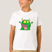 Engraçado Mão Desenhada Arte de Cartoon Verde Mons