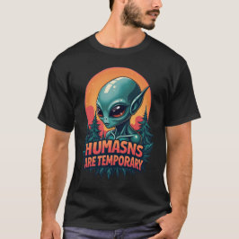 T-Shirt Engraçado Memória da Alienígena "Os Humano
