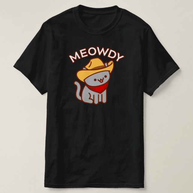 T-Shirt Engraçado - "MEOWDY" (Frente do Design)