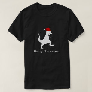 T-shirt Engraçado Natal Dinossauro 'Feliz T-rexmas'