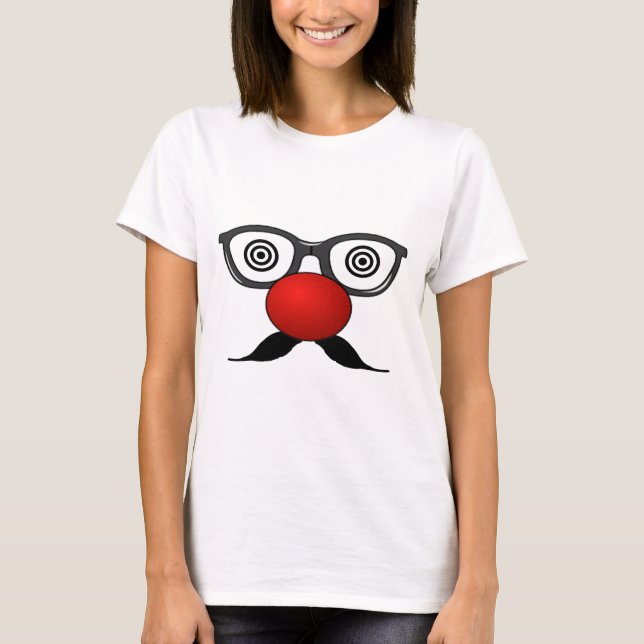 T-shirt Engraçado Red Nose Olhos estranhos bigode (Frente)