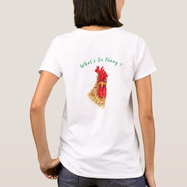 T-Shirt Engraçado Rooster - Texto Personalizado (Verso)