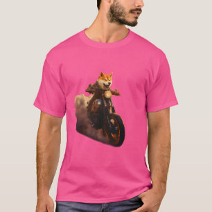T-Shirt Engraçado, Shiba Inu, Moto, Cachorro, Fant