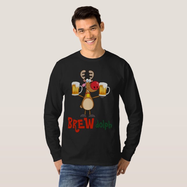 T-shirt Engraçado T Natal para amantes de CERVEJA - LIT Ru (Frente Completa)
