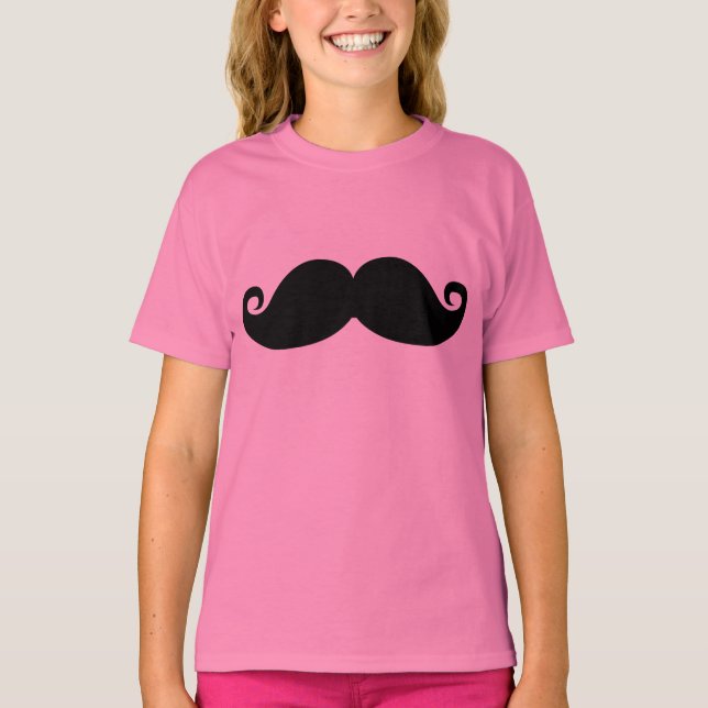 T-shirt Engraçado Vintage Black Mustache (Frente)