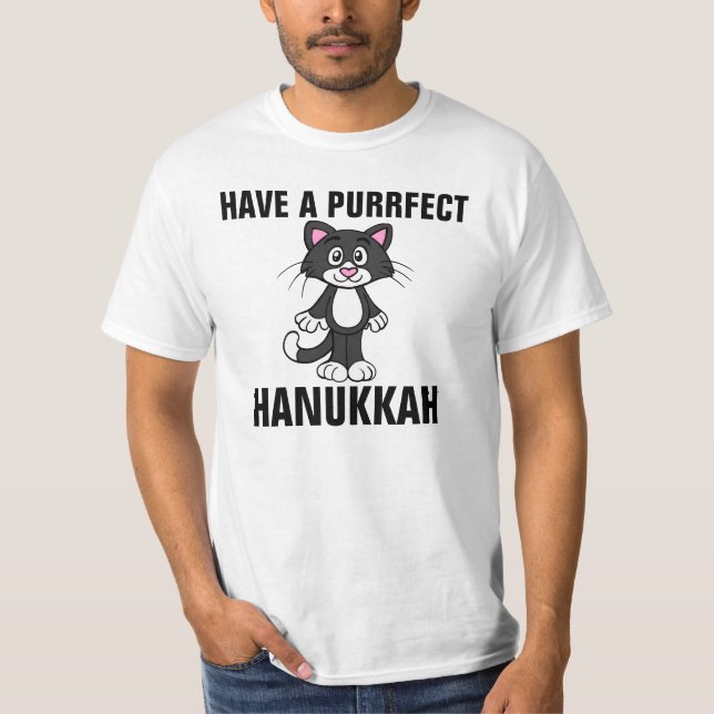 T-shirt engraçados do CAT de Hanukkah Chanukah, (Frente)