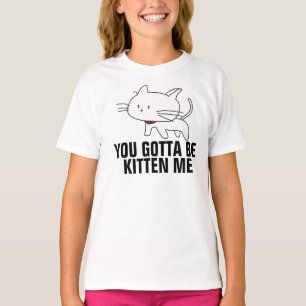T-shirt engraçados do gato para meninas, gatinho