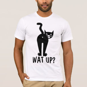 T-shirt engraçados do gato. WAT ACIMA?