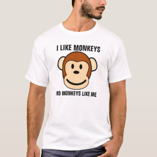 T-shirt engraçados do macaco, EU GOSTO de MACACOS