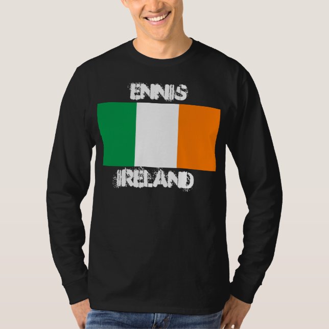 T-shirt Ennis, Irlanda com bandeira irlandesa (Frente)