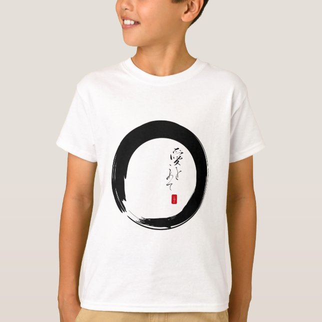 T-shirt Enso com texto kanji "Com amor" (Frente)