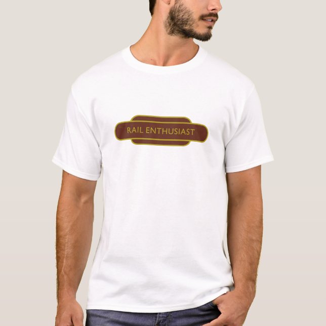 T-shirt Entusiasta do trem Totem da ferrovia Brown Caminha (Frente)