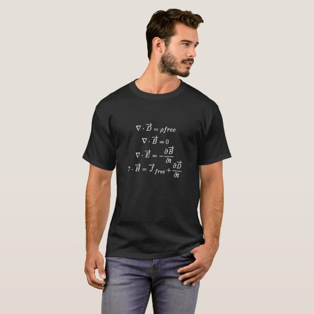 T-shirt Equações de Maxwell - Forma Diferencial Escura (Frente Completa)