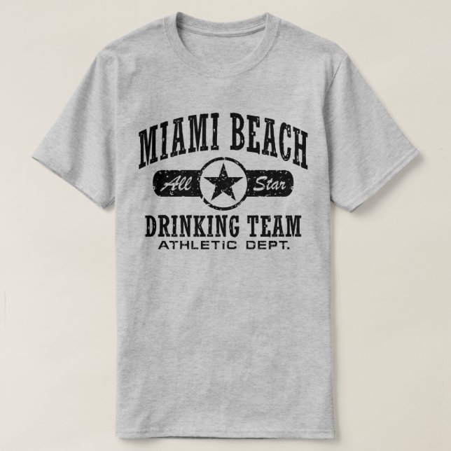 T-shirt Equipe de Bebendo de Miami Beach (Frente do Design)