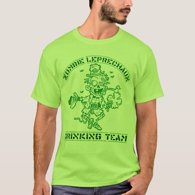 T-shirt Equipe de Bebendo Zombie Leprechaun (Frente)