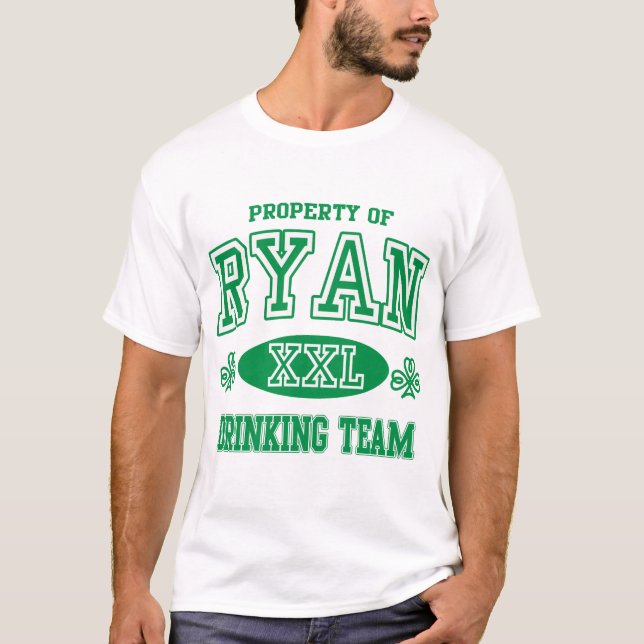 T-shirt Equipe irlandesa do bebendo de Ryan (Frente)