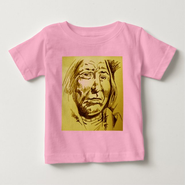 T-shirt Esboço a lápis do chefe indiano (Frente)