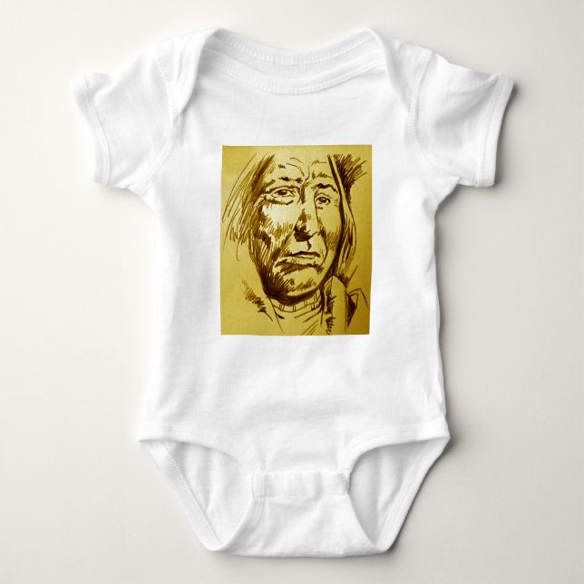 T-shirt Esboço a lápis do chefe indiano (Frente)