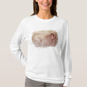 T-shirt Esboço de um leão rujir (giz vermelho no papel)