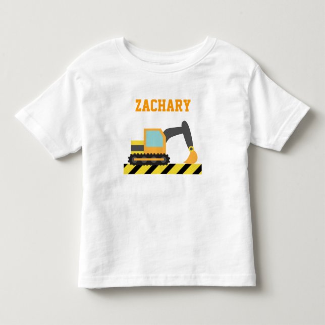 T-shirt Escavadeira Laranja, Veículo de Construção, Para c (Frente)
