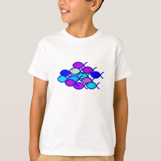 T-shirt Escola cristã dos peixes - roxo e azul