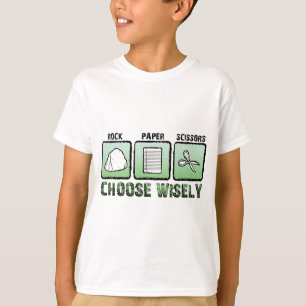 T-shirt "Escolha sàbiamente" Rocha-Papel-Tesouras