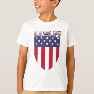 T-shirt Escudo da Bandeira Americana Patriótica