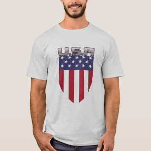 T-shirt Escudo da Bandeira Americana Patriótica dos EUA Le