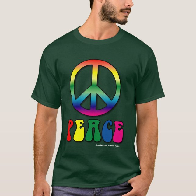 T-shirt escuro básico da paz (Frente)