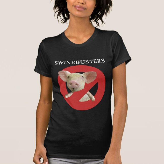 T-shirt escuro das senhoras de Swinebusters (Frente)