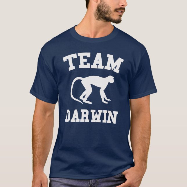 T-shirt escuro de Darwin da equipe (Frente)