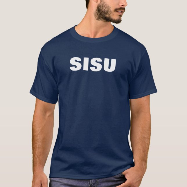 T-shirt escuro de SISU com bandeira (Frente)