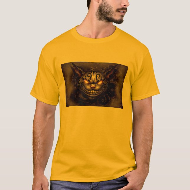 T-shirt escuro do gato de Cheshire (Frente)
