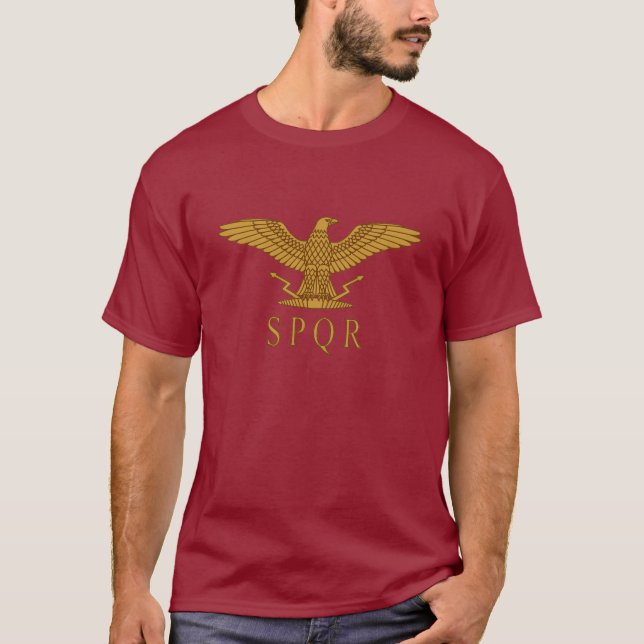 T-shirt escuro Dourado de SPQR Eagle (Frente)