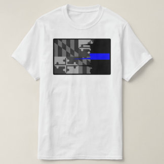 T-shirt esfarrapado de Blue Line da bandeira de