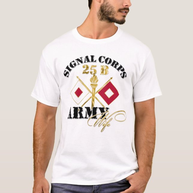 T-shirt Esposa 25B do exército do corpo do sinal (Frente)