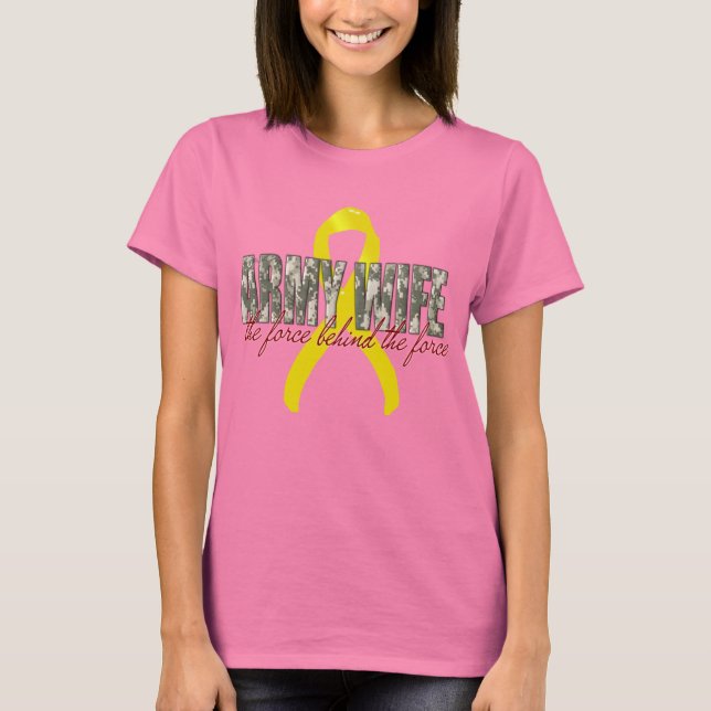 T-shirt Esposa Do Exército Por Trás Da Força (Frente)