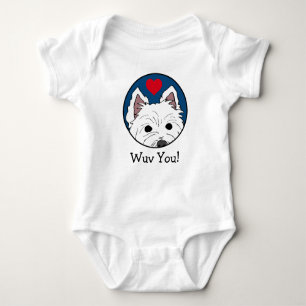 T-shirt Espreitando Westie Wuv você! Bodysuit infantil