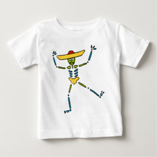 T-shirt Esqueleto Colorido Mexicano Dançante