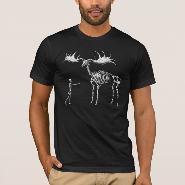 T-shirt Esqueleto gigante w/Man dos alces (Frente)