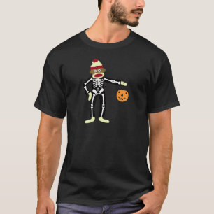 T-shirt Esqueleto o Dia das Bruxas do macaco da peúga