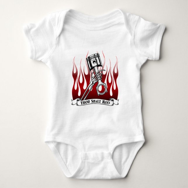 T-shirt Esqueletos, pistões e roupa das chamas (Frente)