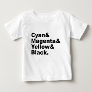 T-shirt Esquema de Cores Ciano Magenta Amarelo Preto CMYK