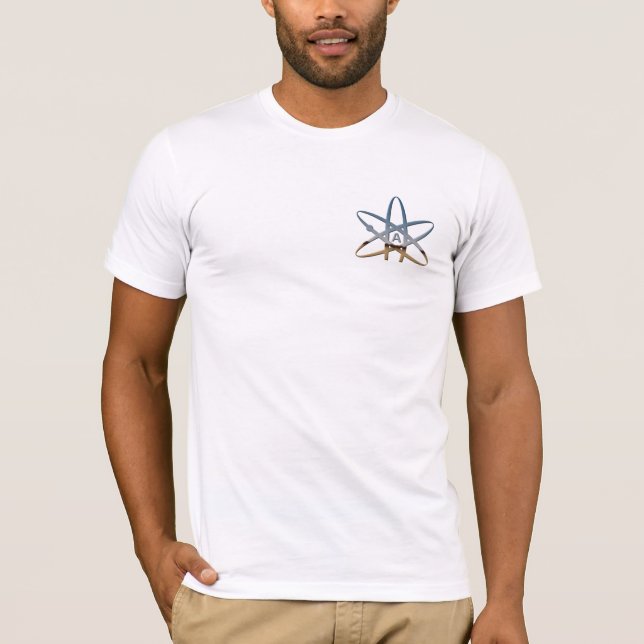 T-shirt esquerdo-caixa ateu do símbolo (Frente)