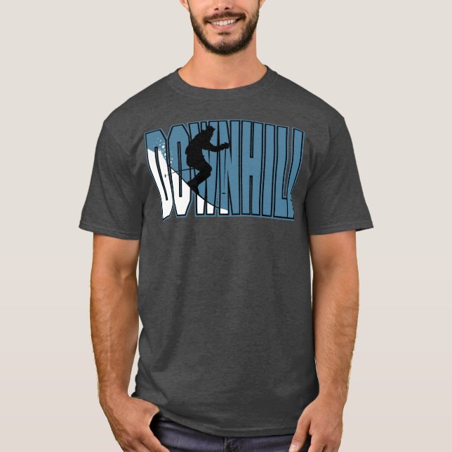 T-shirt Esqui de Descida Azul e Branco (Frente)