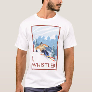 T-shirt Esquiador da neve de Downhhill - assobiador, BC
