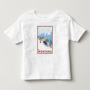 T-shirt Esquiador da neve de Downhhill - Montana